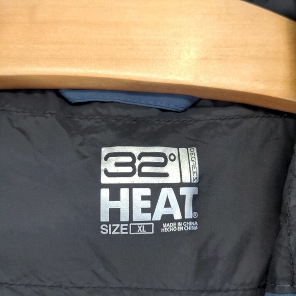 32 Degrees Heat Men's Full Zip Insulated Hooded Jacket Blue XL Polyester Lined - Picture 11 of 15